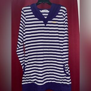 Cutter & Buck Purple and White Striped Top
